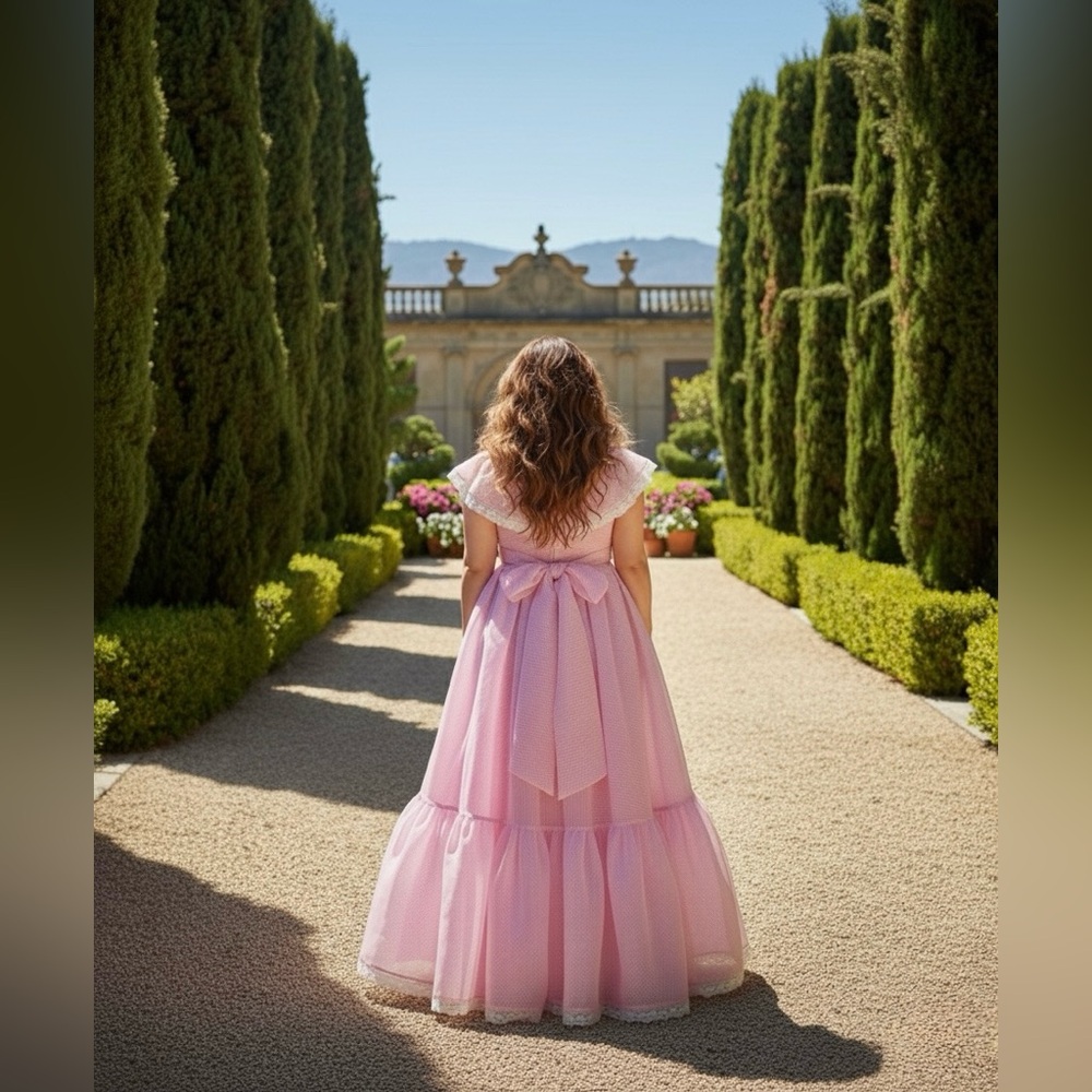 Selkie | The Pink Ice Cream Gingham Romance Novel Gown | Size XL - Picture 4 of 6